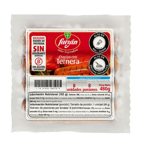 CHORIZO FAIZAN 480G TERNERA